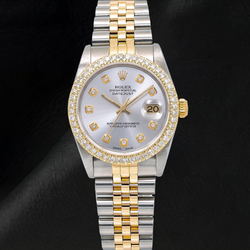 Rolex 68273 Datejust 31 mm Orologio Bicolore Quadrante Argento con Diamanti