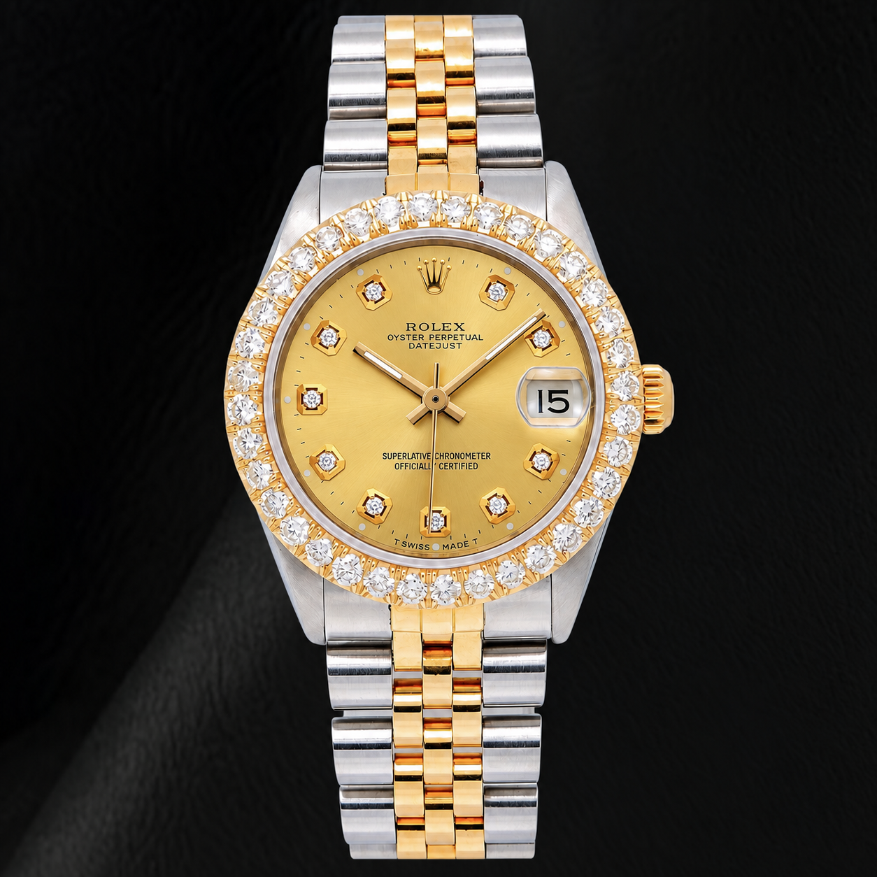 Rolex 6827 Datejust 31 mm Orologio Bicolore Quadrante con Diamanti Champagne