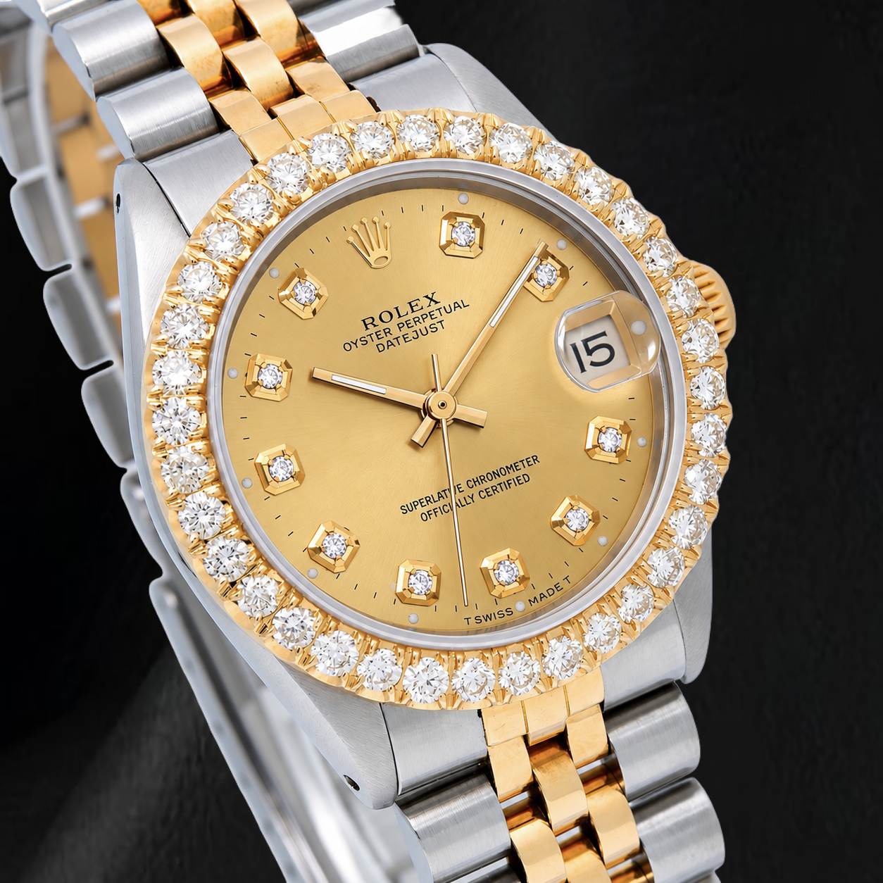 Rolex 6827 Datejust 31 mm Orologio Bicolore Quadrante con Diamanti Champagne