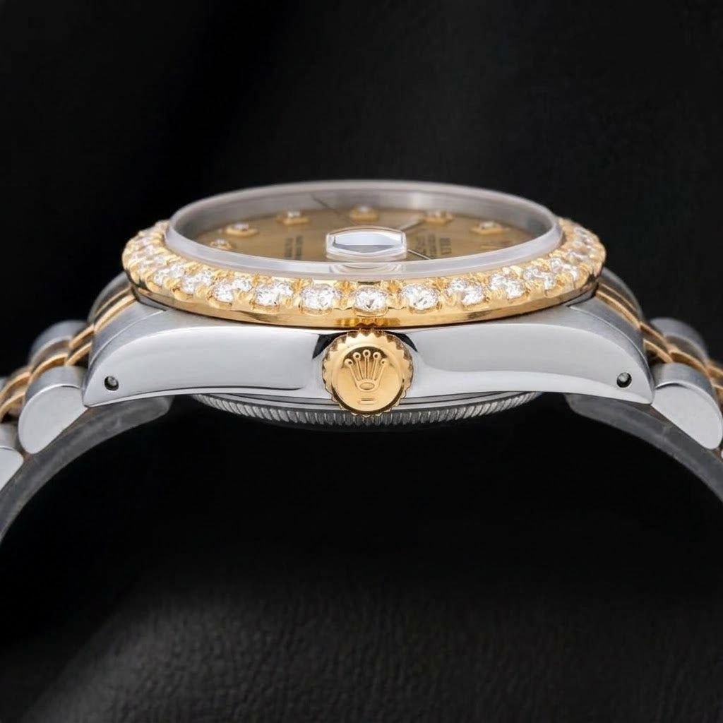 Rolex 6827 Datejust 31 mm Orologio Bicolore Quadrante con Diamanti Champagne