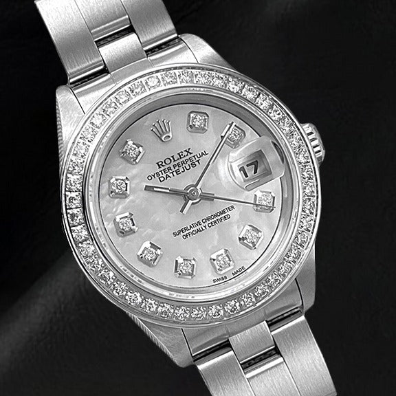 Rolex ostrica perpetua signora Datejust 26mm madreperla quadrante diamanti orologio 
