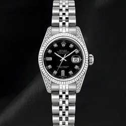 Orologio Rolex 6916 in Acciaio Inossidabile 26 mm Lunetta Zigrinata Quadrante Nero con Diamanti