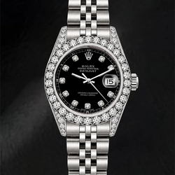 Orologio Rolex 6916 Datejust 26 mm Quadrante Nero con Diamanti Acciaio Inossidabile Bracciale Jubilee