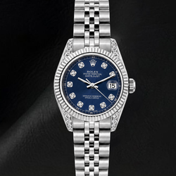 Rolex 6916 Datejust 26 mm Orologio in Acciaio Inossidabile con Quadrante Blu con Diamanti