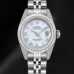 Orologio Rolex 6916 Datejust 26mm in Acciaio Inossidabile con Quadrante Romano in Madreperla Blu