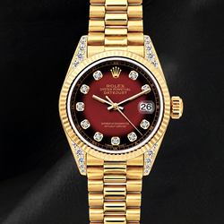 Orologio Rolex 69178 Datejust 26 mm Quadrante Rosso con Diamanti Oro Giallo 18K Bracciale President