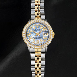 Orologio Rolex Datejust 6917 26 mm Bicolore con Quadrante con Diamanti in Madreperla Blu con Stringa