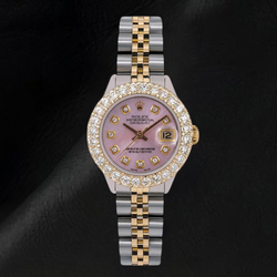 Rolex 6917 Datejust Orologio Bicolore 26 mm con Quadrante in Madreperla Rosa con Diamanti