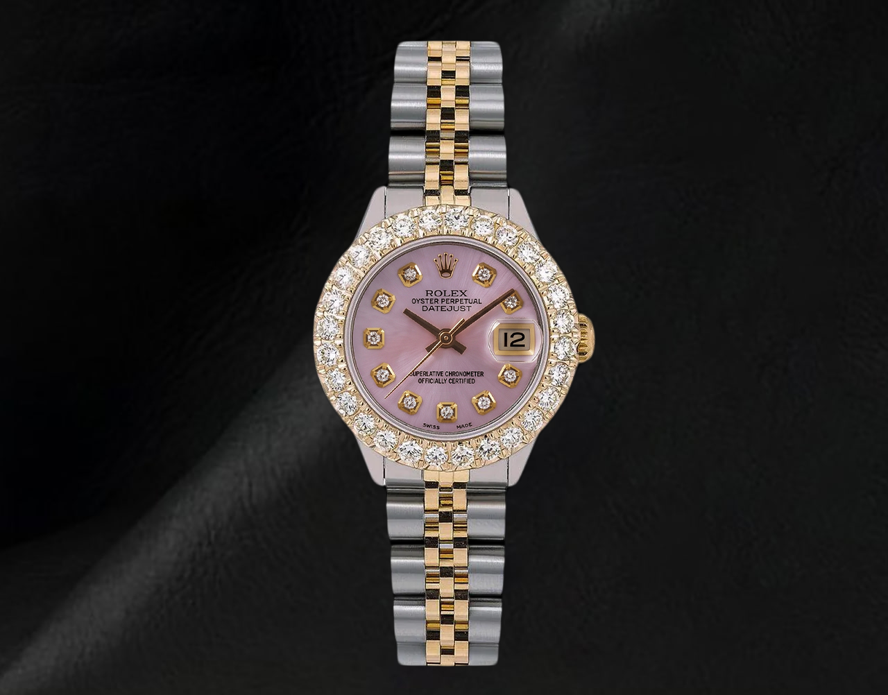 Rolex 6917 Datejust Orologio Bicolore 26 mm con Quadrante in Madreperla Rosa con Diamanti