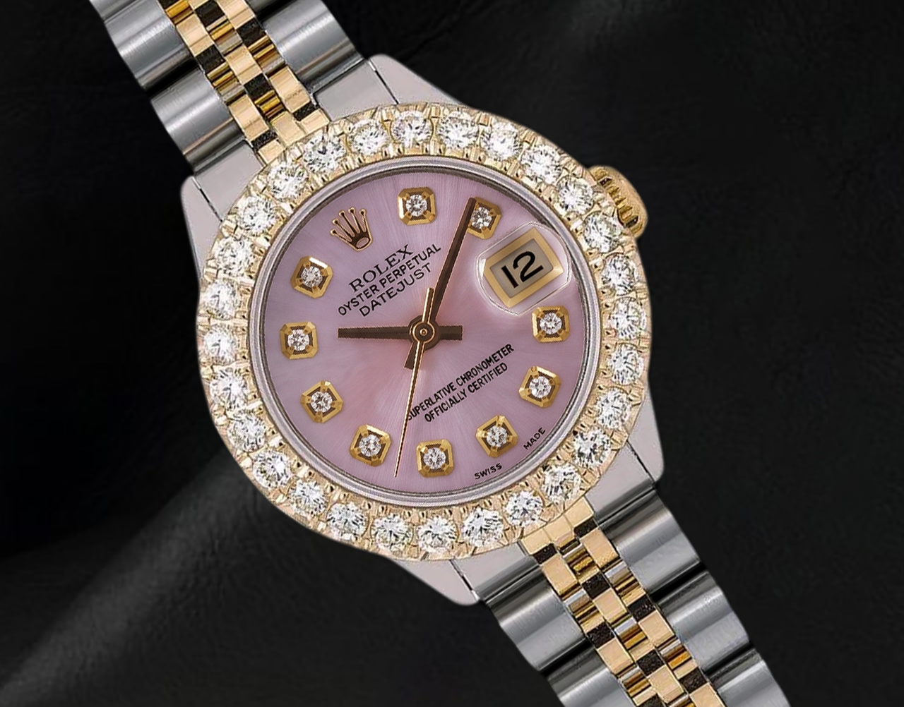 Rolex 6917 Datejust Orologio Bicolore 26 mm con Quadrante in Madreperla Rosa con Diamanti