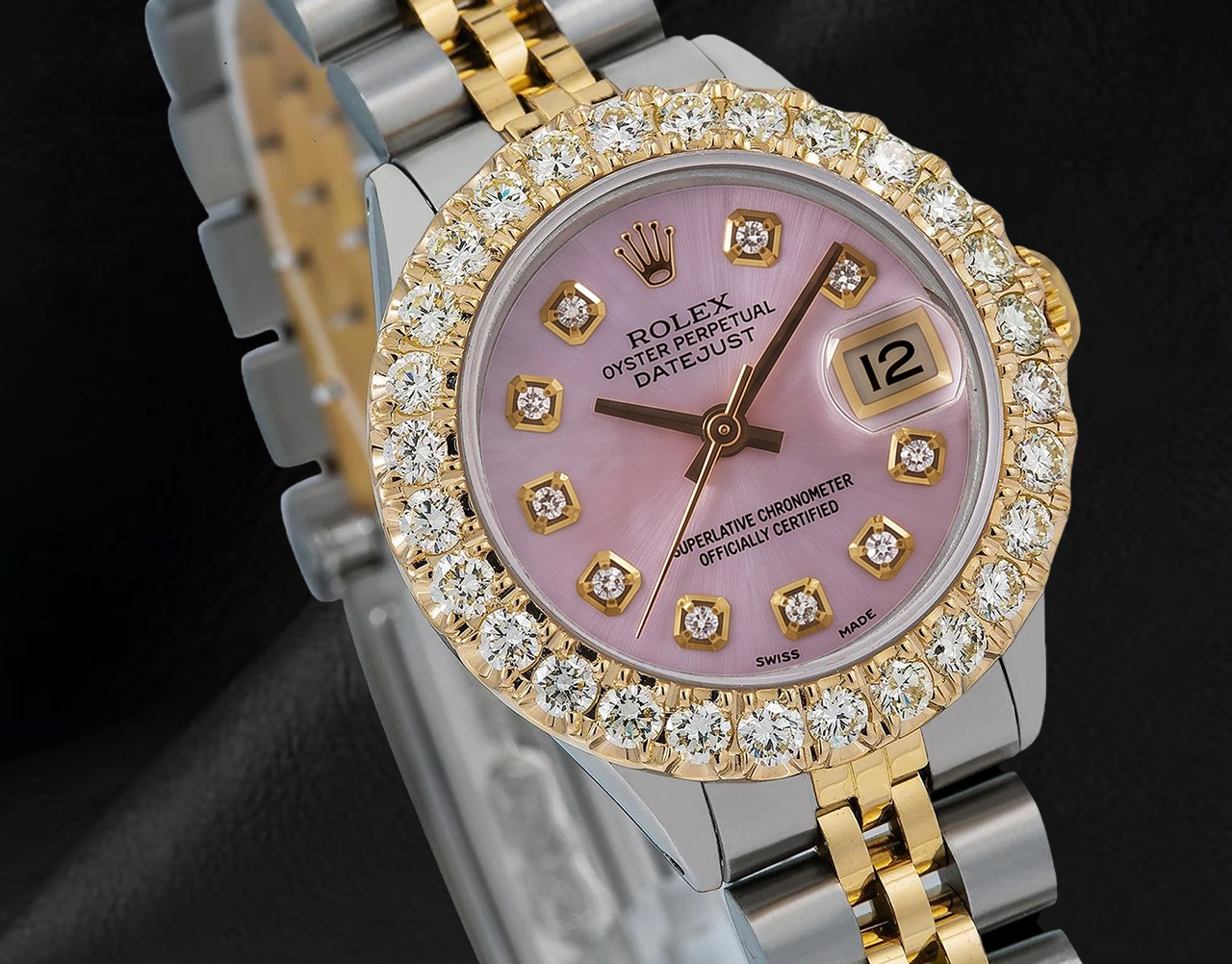Rolex 6917 Datejust Orologio Bicolore 26 mm con Quadrante in Madreperla Rosa con Diamanti