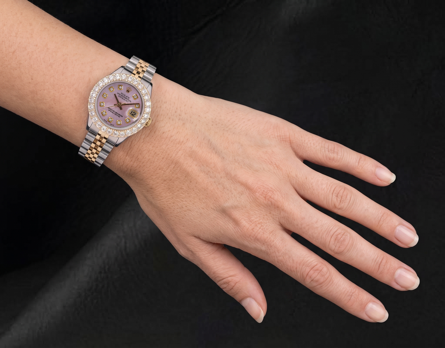 Rolex 6917 Datejust Orologio Bicolore 26 mm con Quadrante in Madreperla Rosa con Diamanti
