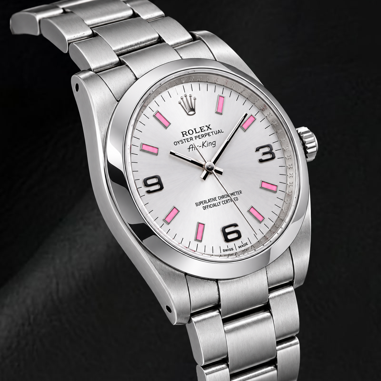 Rolex Air-King 114200 34 mm Orologio in Acciaio Inossidabile con Quadrante Argento e Numeri Arabi