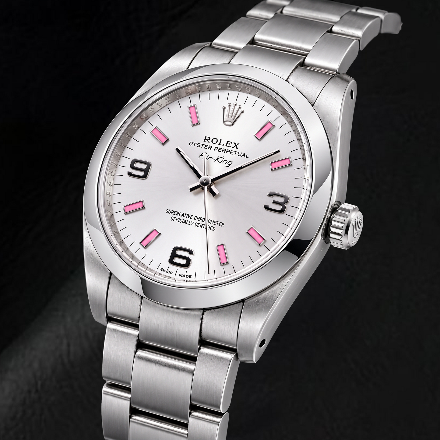 Rolex Air-King 114200 34 mm Orologio in Acciaio Inossidabile con Quadrante Argento e Numeri Arabi