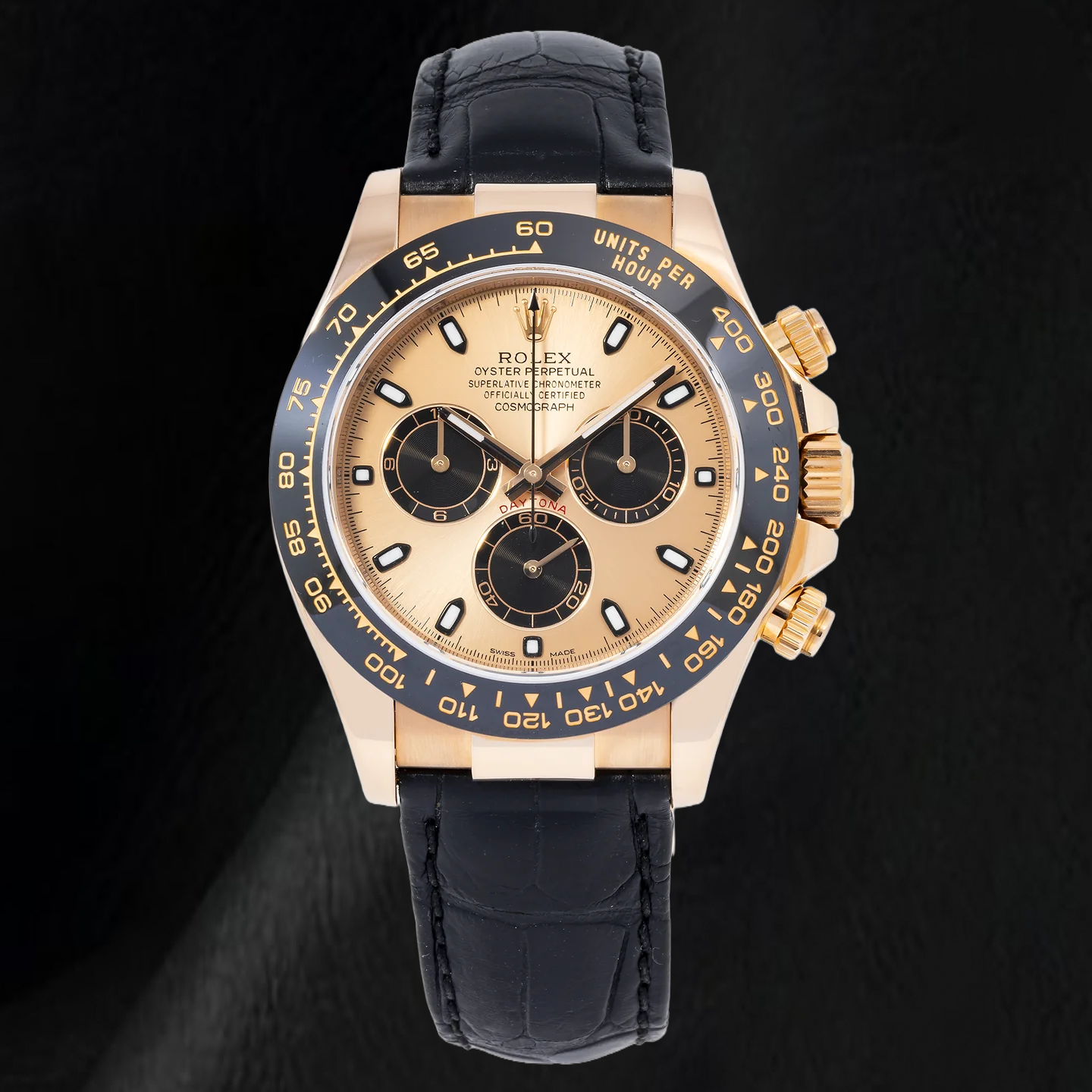 Rolex Cosmograph Daytona 116515LN 40 mm Quadrante Champagne Cinturino Oysterflex Nero