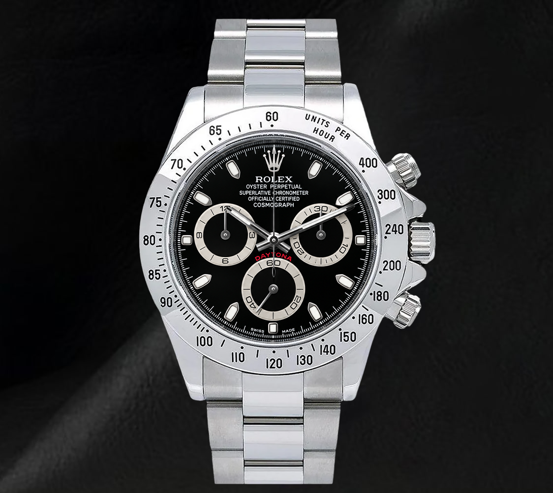 Orologio Rolex Cosmograph Daytona 116520 40 mm in Acciaio Inossidabile con Quadrante Nero
