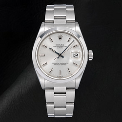 Orologio Rolex Date 1500 34 mm in Acciaio Inossidabile con Quadrante Argento con Indici a Bastone