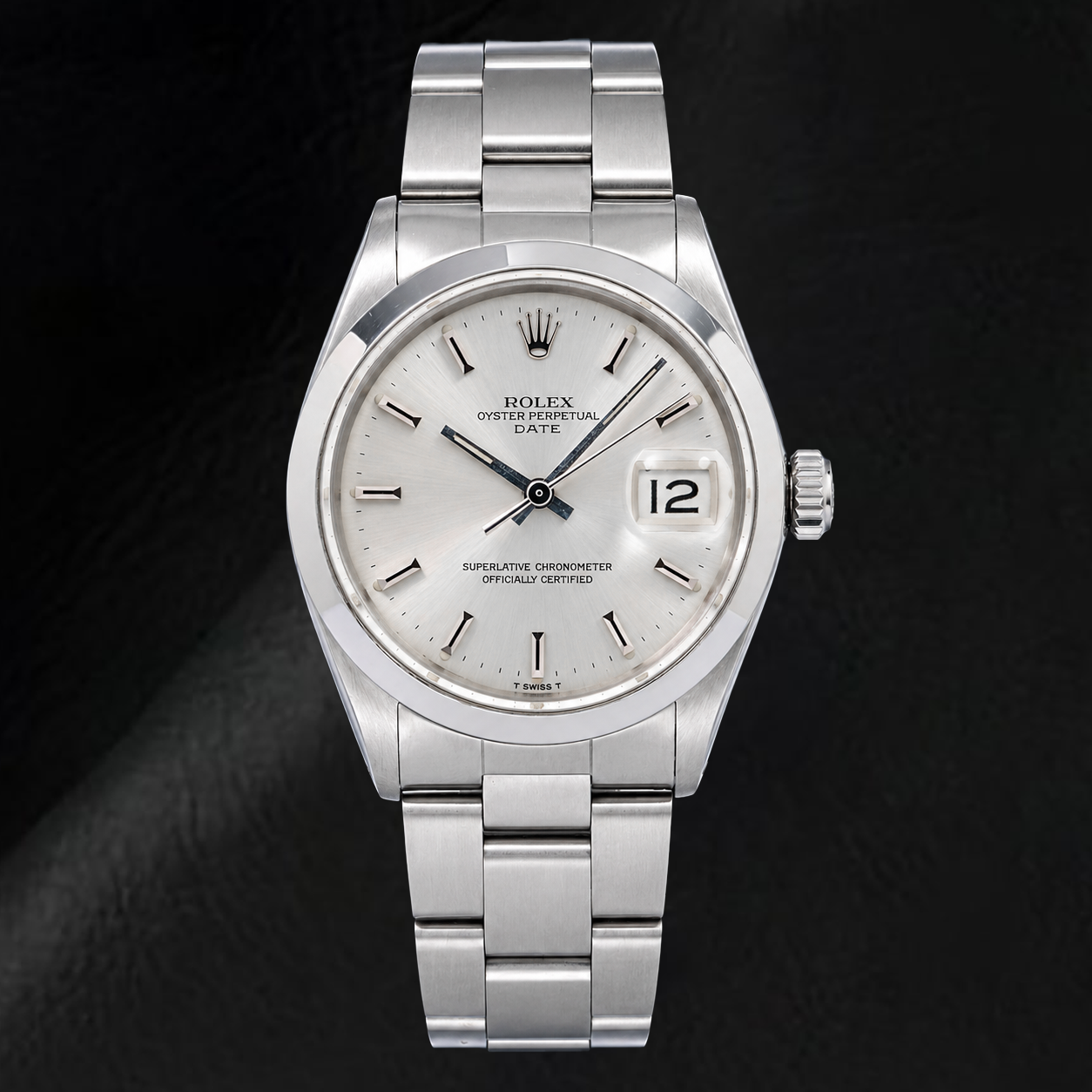 Orologio Rolex Date 1500 34 mm in Acciaio Inossidabile con Quadrante Argento con Indici a Bastone