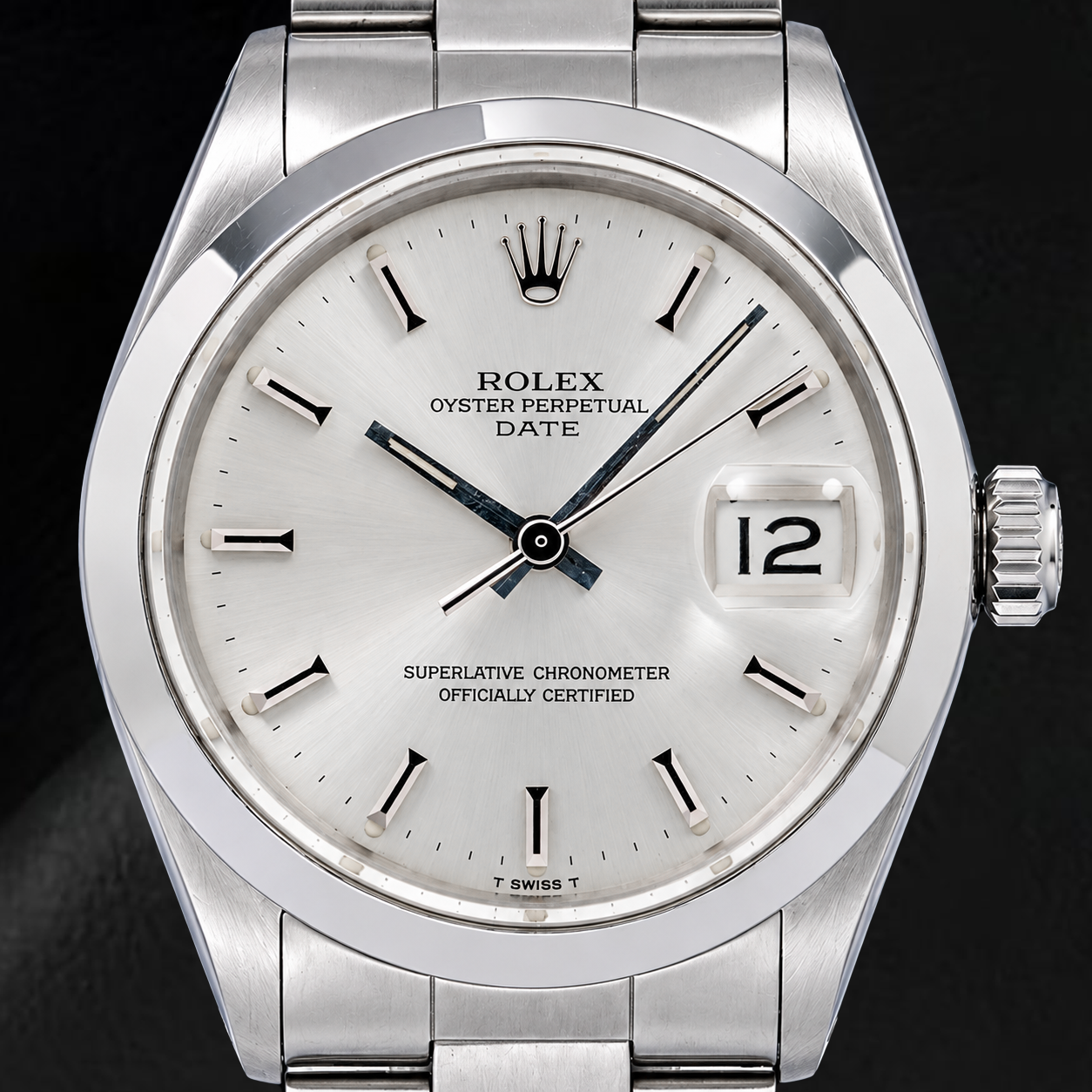 Orologio Rolex Date 1500 34 mm in Acciaio Inossidabile con Quadrante Argento con Indici a Bastone