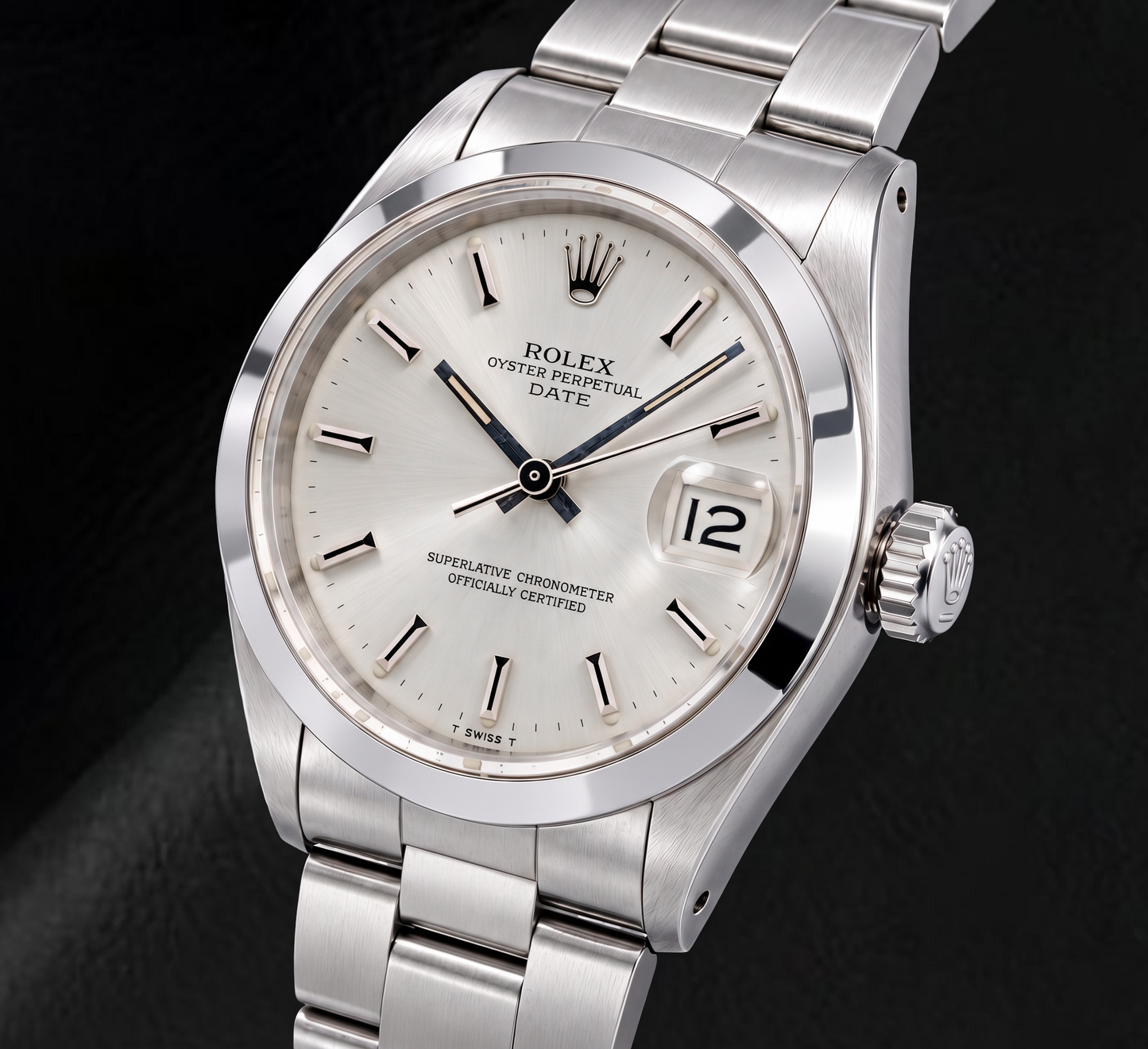 Orologio Rolex Date 1500 34 mm in Acciaio Inossidabile con Quadrante Argento con Indici a Bastone