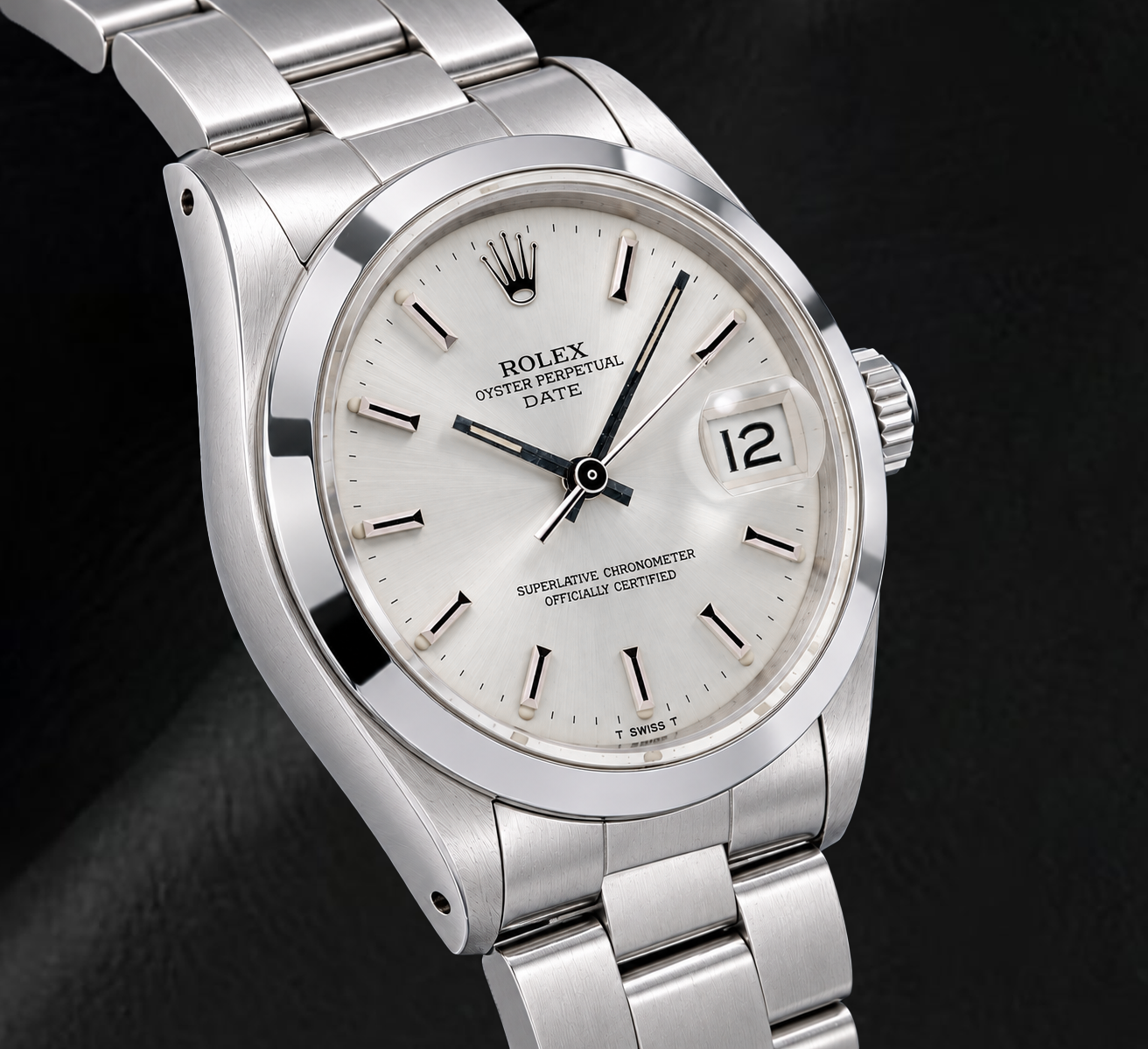 Orologio Rolex Date 1500 34 mm in Acciaio Inossidabile con Quadrante Argento con Indici a Bastone