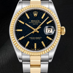 Orologio Rolex Date 15053 34 mm Bicolore con Quadrante Nero con Indici a Bastone