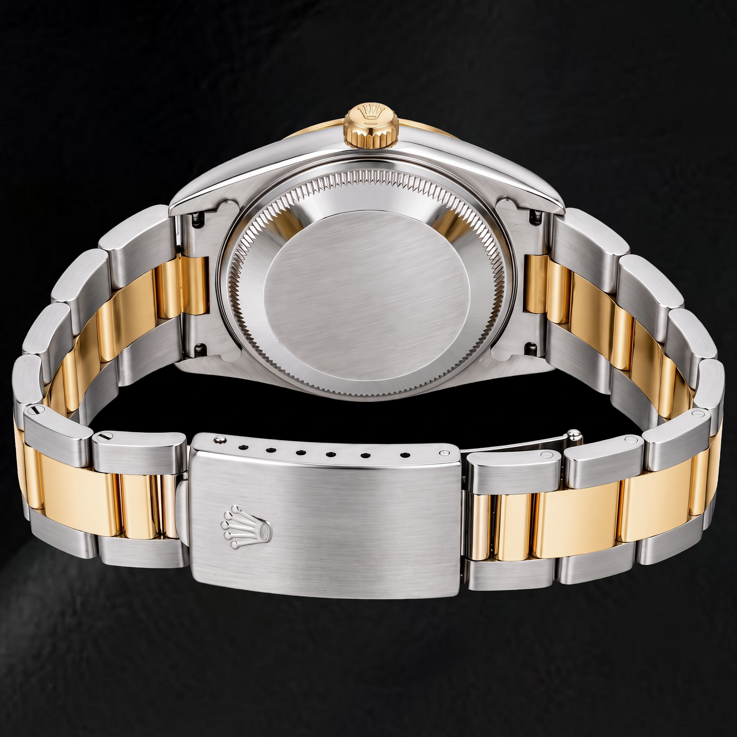 Orologio Rolex Date 15053 34 mm Bicolore con Quadrante Nero con Indici a Bastone