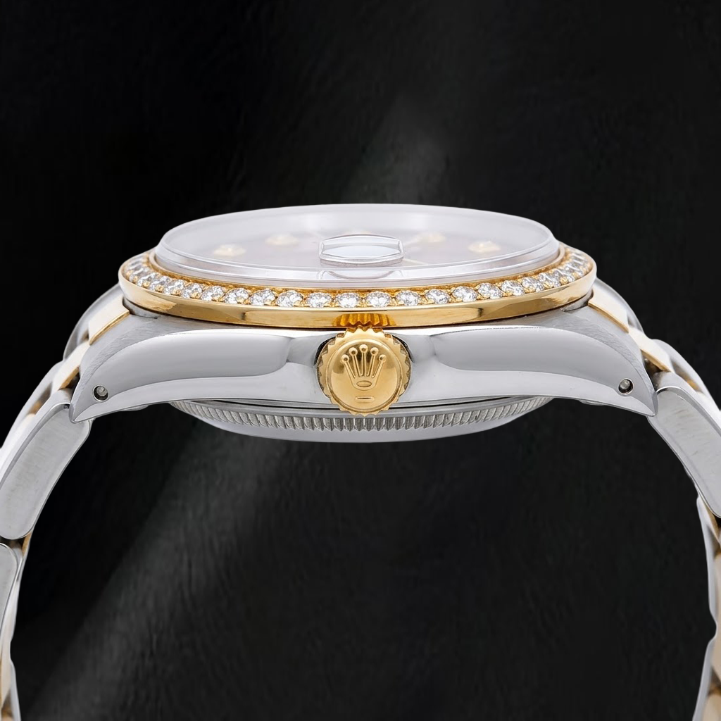 Orologio Rolex Date 1505 34 mm Bicolore Quadrante Rosso con Diamanti Bracciale Jubilee