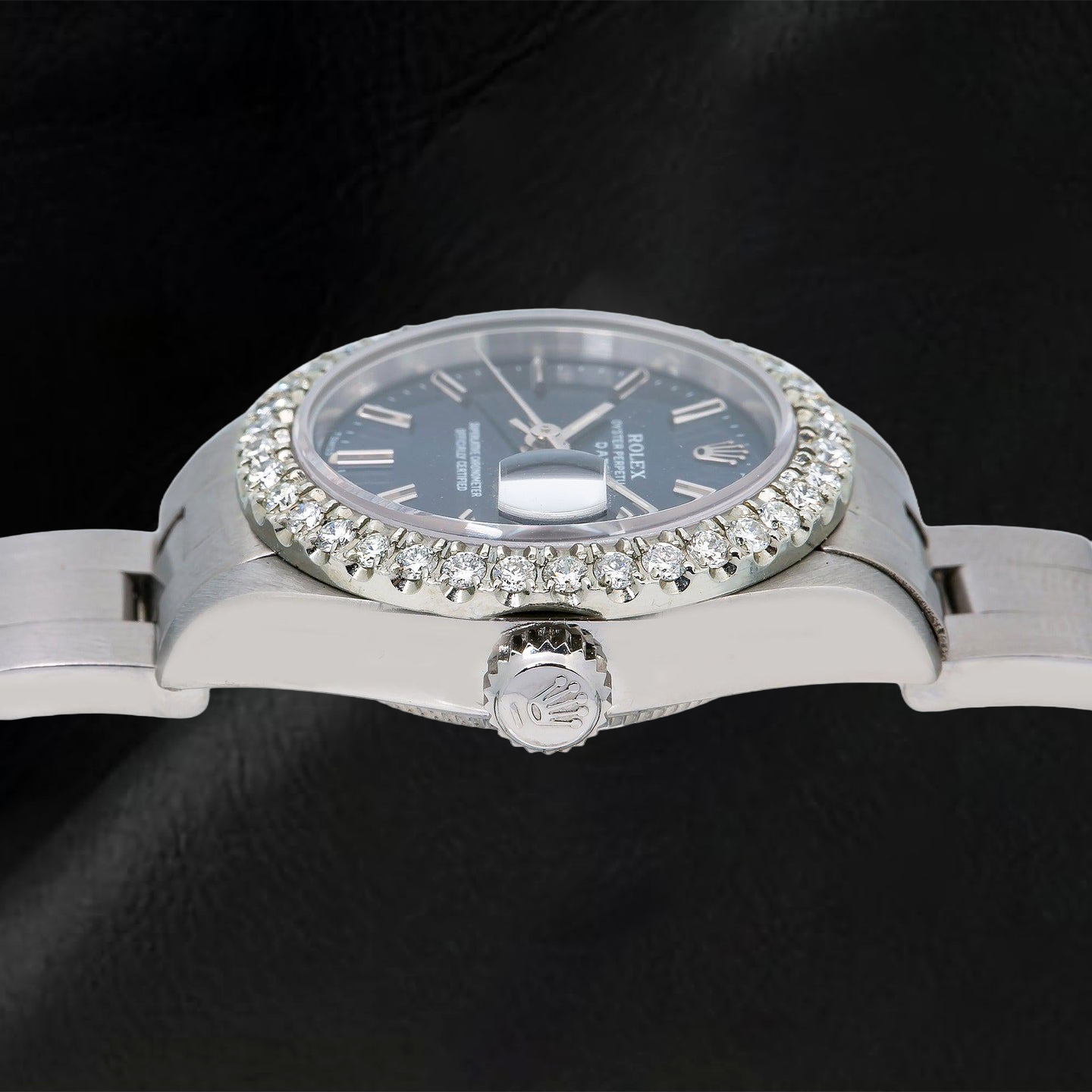 Orologio Rolex Date 6916 26 mm Quadrante Blu con Indici a Bastone in Acciaio Inossidabile con Bracciale Oyster