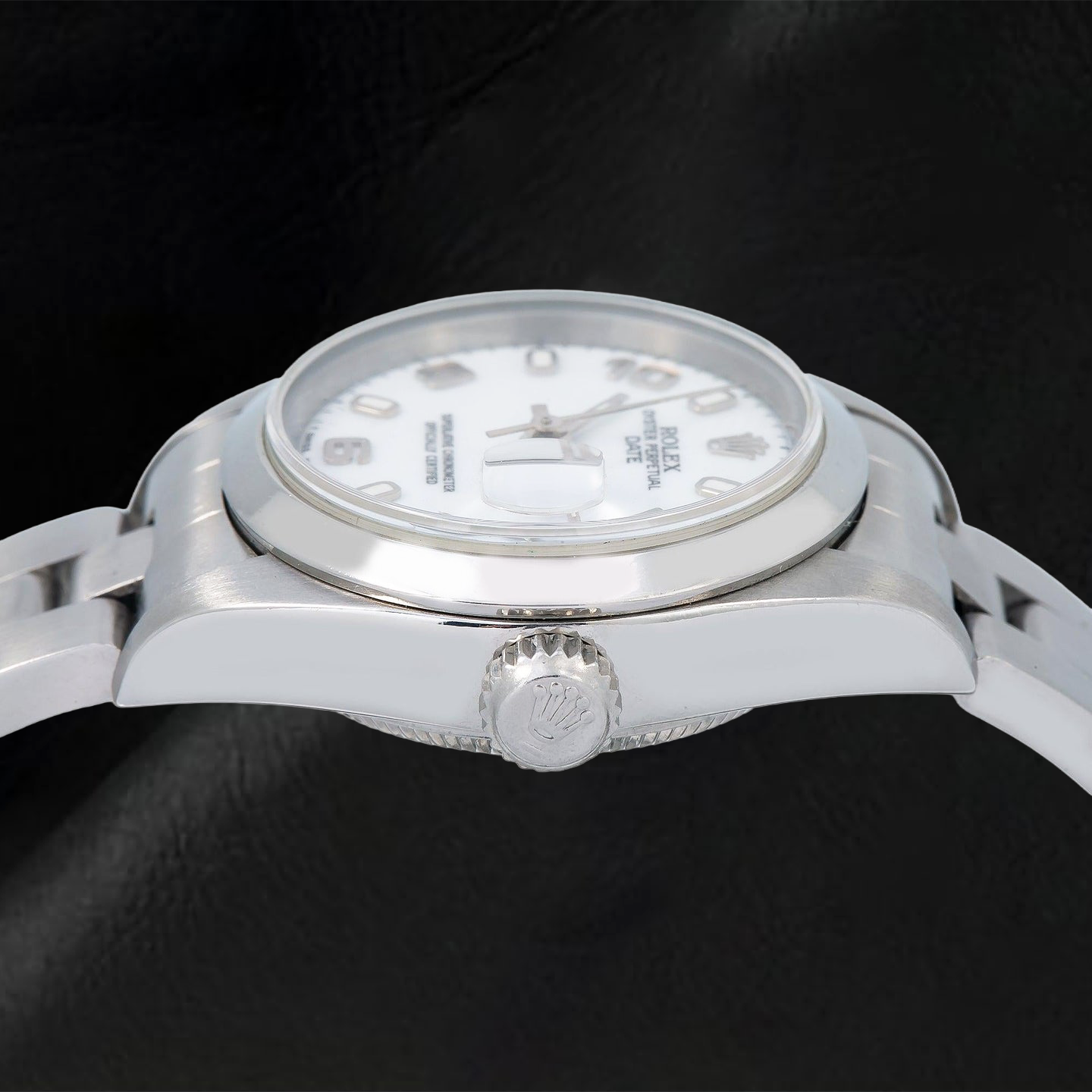 Orologio Rolex Date 6916 26 mm Quadrante Bianco con Numeri Arabi Lunetta Liscia in Acciaio Inossidabile
