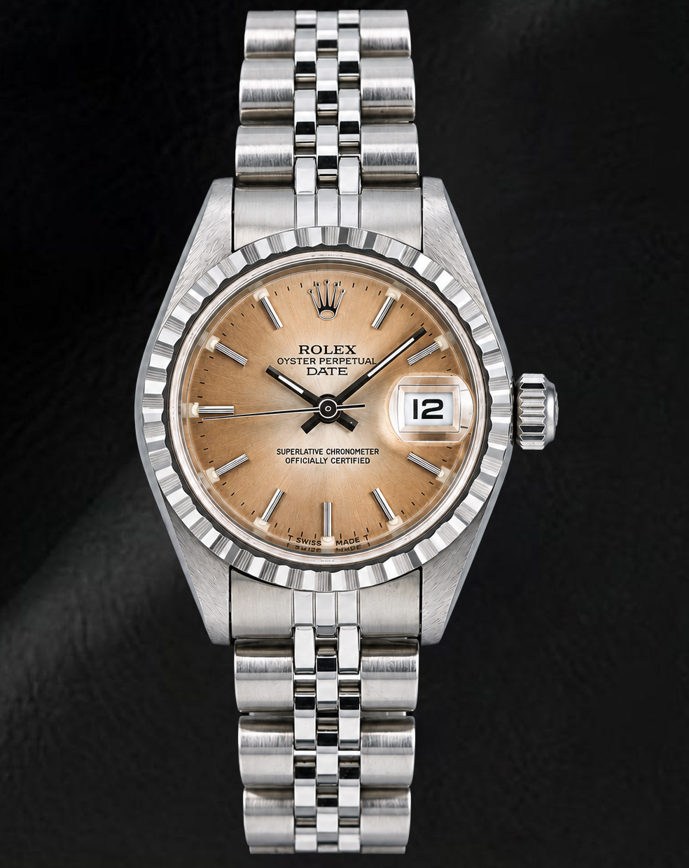 Orologio Rolex Date 69240 26 mm Quadrante Marrone con Indici a Bastone Acciaio Inossidabile Bracciale Jubilee