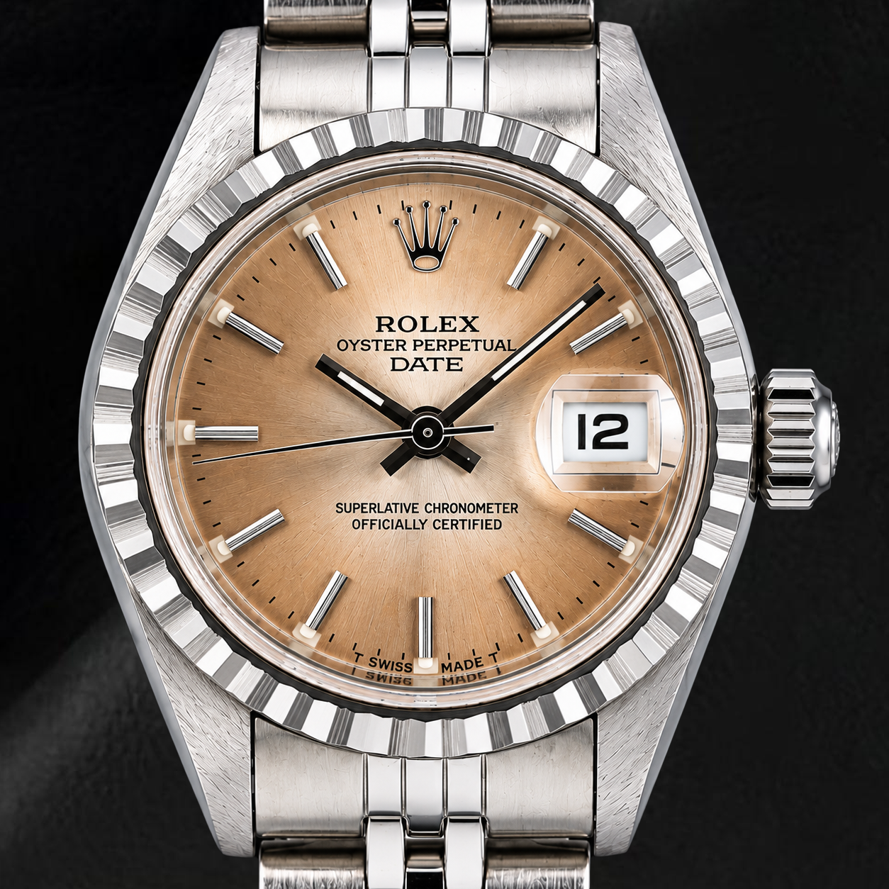 Orologio Rolex Date 69240 26 mm Quadrante Marrone con Indici a Bastone Acciaio Inossidabile Bracciale Jubilee