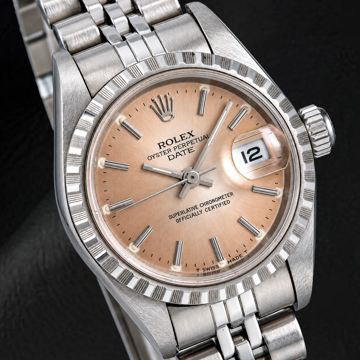 Orologio Rolex Date 69240 26 mm Quadrante Marrone con Indici a Bastone Acciaio Inossidabile Bracciale Jubilee