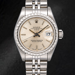Orologio Rolex Date 6924 26 mm Quadrante Argentato Bracciale Jubilee in Acciaio Inossidabile