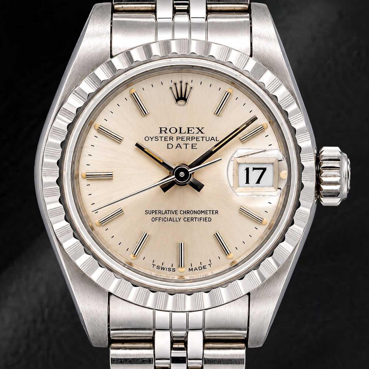 Orologio Rolex Date 6924 26 mm Quadrante Argentato Bracciale Jubilee in Acciaio Inossidabile