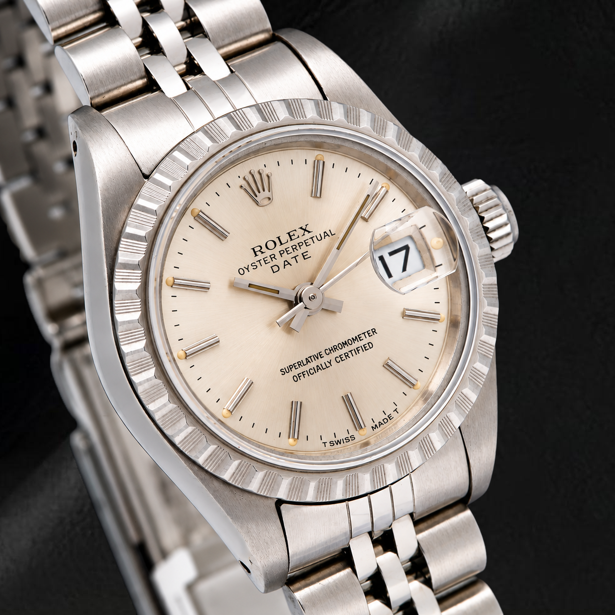Orologio Rolex Date 6924 26 mm Quadrante Argentato Bracciale Jubilee in Acciaio Inossidabile