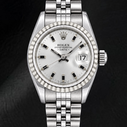Orologio Rolex Date 6924 26 mm in Acciaio Inossidabile con Quadrante Argentato con Indici a Bastone Luminescenti