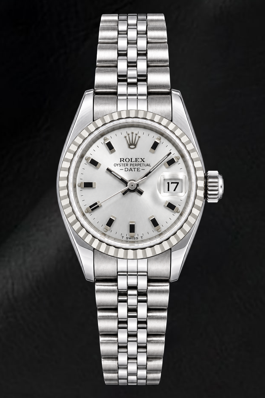 Orologio Rolex Date 6924 26 mm in Acciaio Inossidabile con Quadrante Argentato con Indici a Bastone Luminescenti