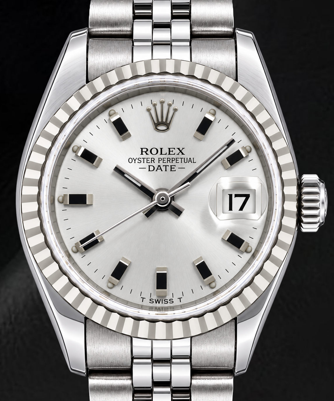 Orologio Rolex Date 6924 26 mm in Acciaio Inossidabile con Quadrante Argentato con Indici a Bastone Luminescenti