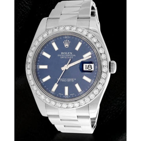 Rolex Date Just II 41 mm quadrante blu orologio da uomo bracciale 
