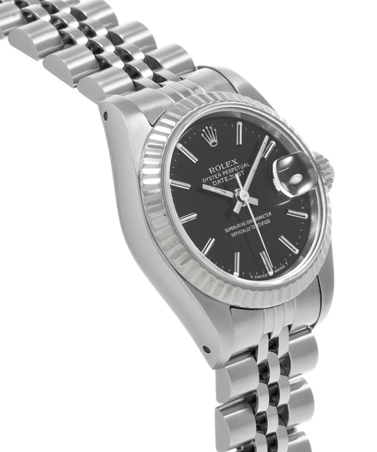 Rolex Date orologio acciaio inossidabile giubileo Bracciale quadrante nero con lunetta scanalata