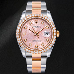 Rolex Datejust 116231 36 mm Orologio Bicolore Quadrante Jubilee Rosa con Diamanti Bracciale Oyster