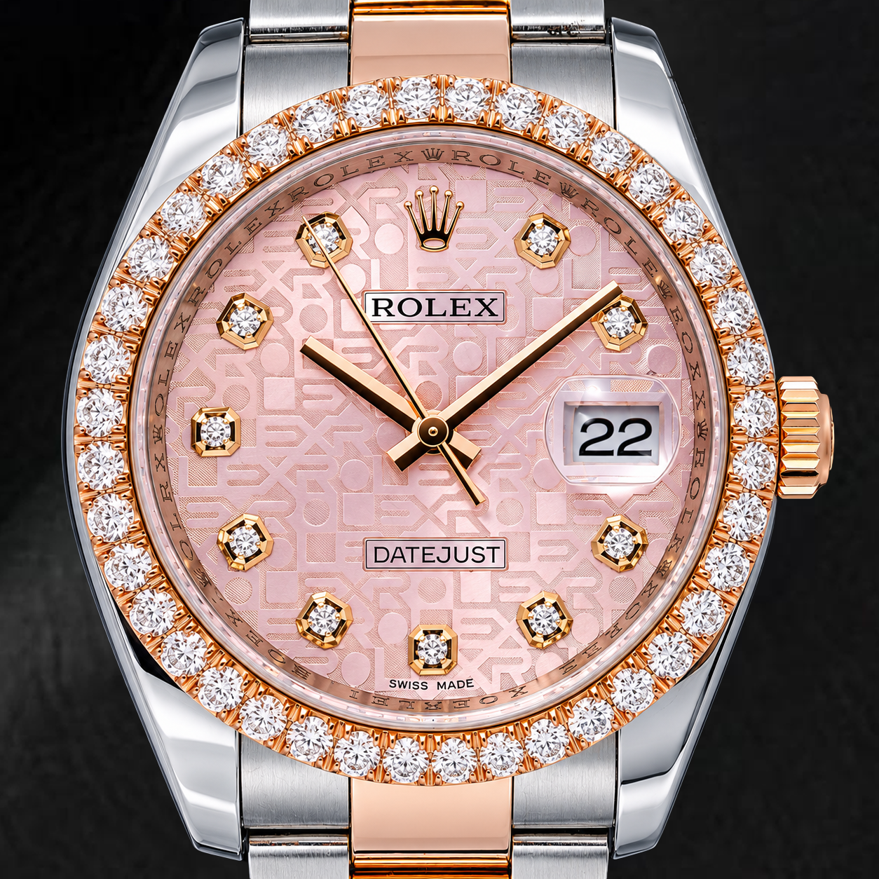 Rolex Datejust 116231 36 mm Orologio Bicolore Quadrante Jubilee Rosa con Diamanti Bracciale Oyster
