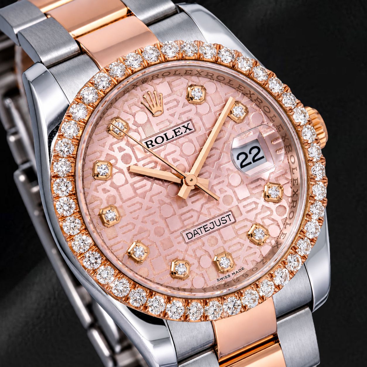 Rolex Datejust 116231 36 mm Orologio Bicolore Quadrante Jubilee Rosa con Diamanti Bracciale Oyster