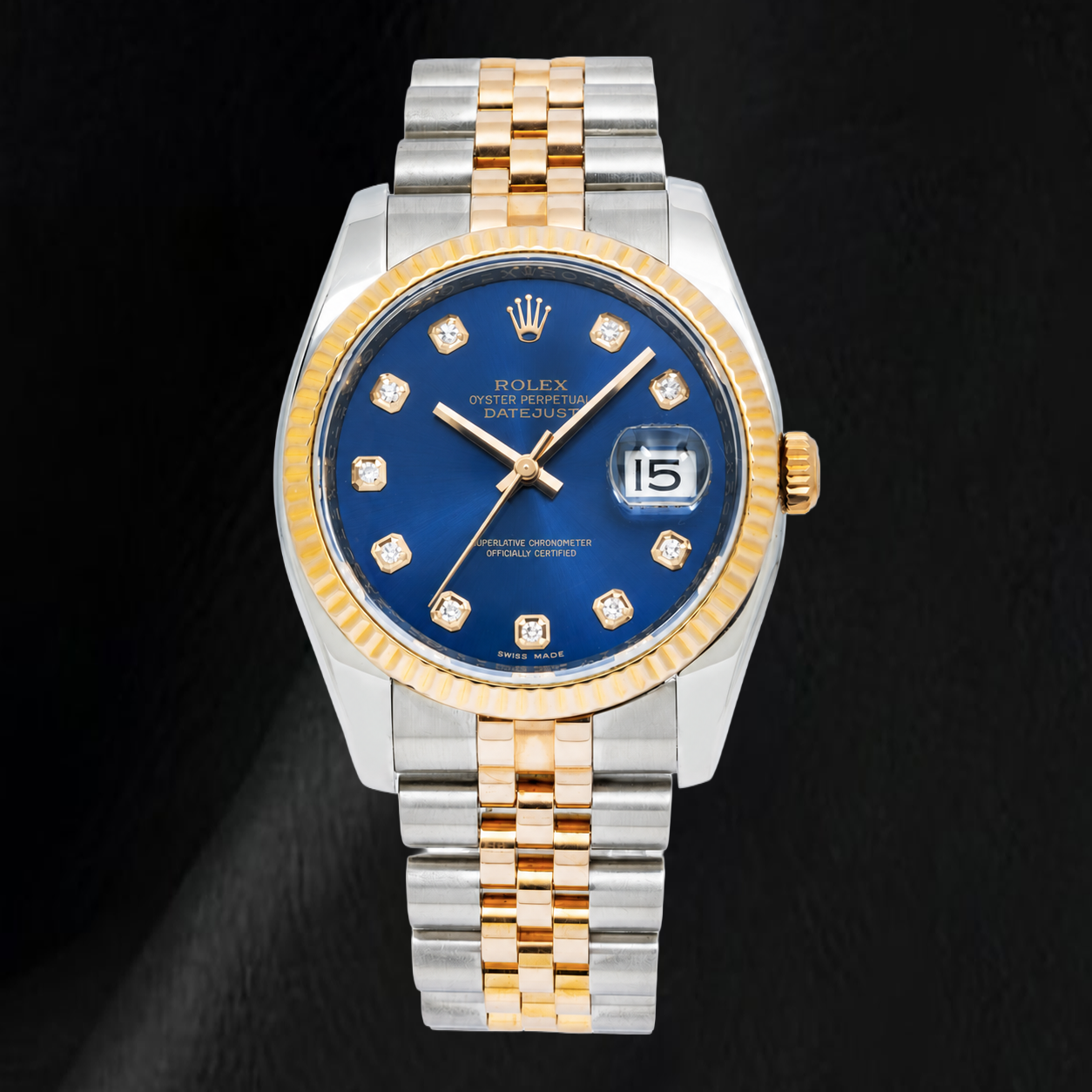 Rolex Datejust 116233 36 mm Orologio Bicolore Quadrante Blu con Diamanti