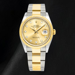 Rolex Datejust 116233 36 mm Orologio Bicolore Quadrante con Diamanti Champagne