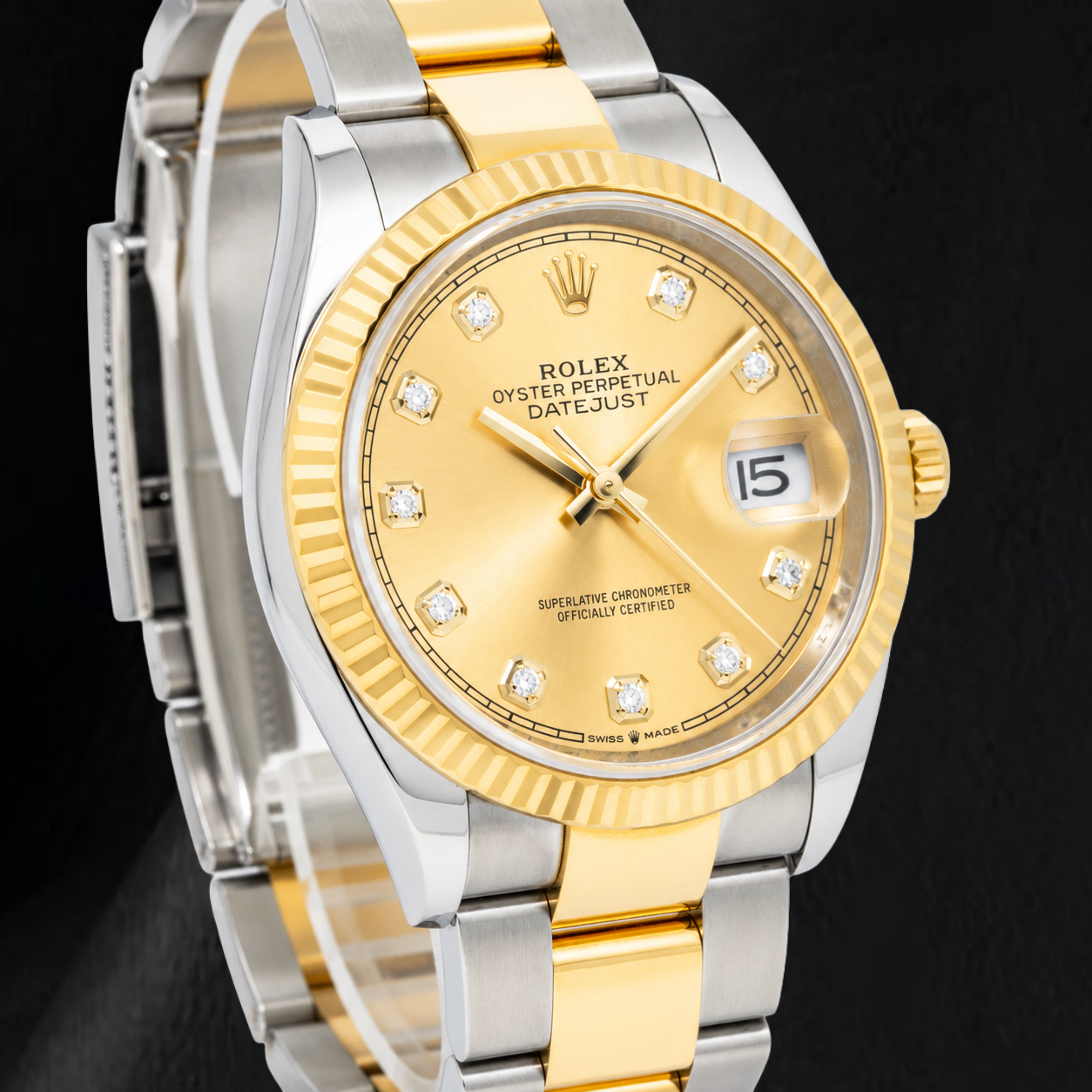 Rolex Datejust 116233 36 mm Orologio Bicolore Quadrante con Diamanti Champagne