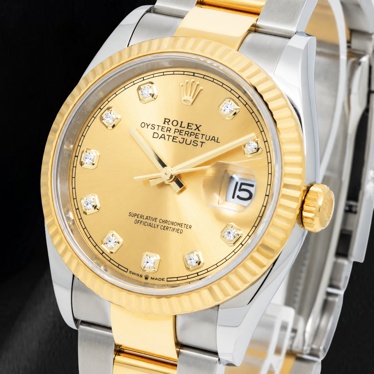 Rolex Datejust 116233 36 mm Orologio Bicolore Quadrante con Diamanti Champagne