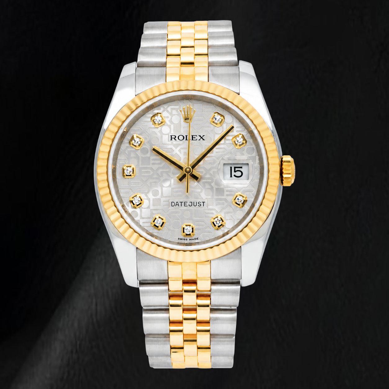 Rolex Datejust 116233 36 mm Orologio Bicolore Quadrante con Diamanti Jubilee Argento
