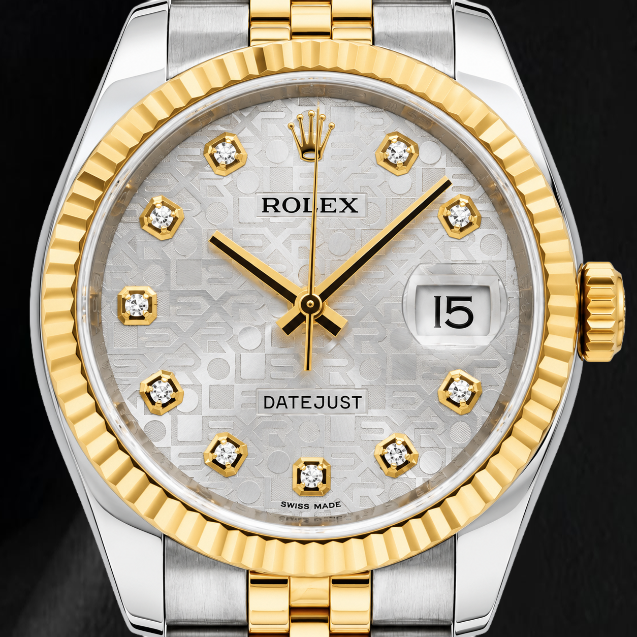 Rolex Datejust 116233 36 mm Orologio Bicolore Quadrante con Diamanti Jubilee Argento